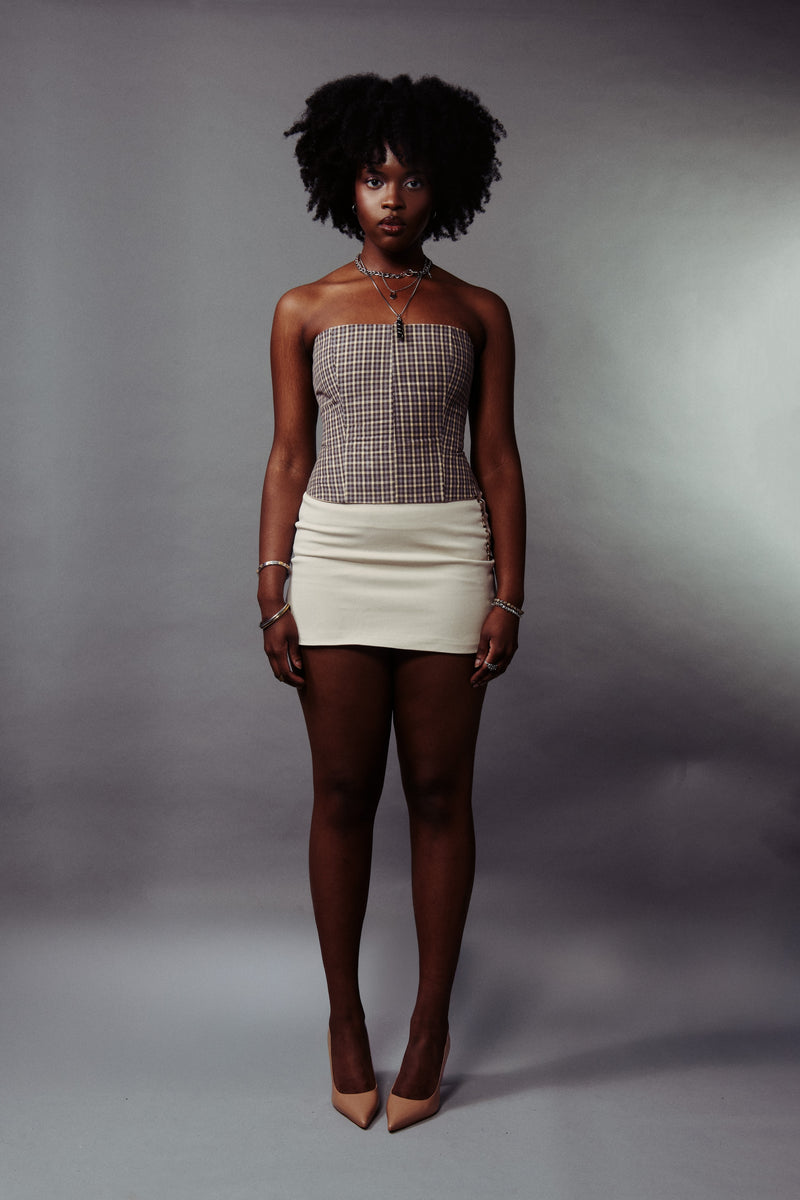 JANE CORSET IN GREY PLAID