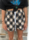 TAN PLAID SLEEP SHORTS