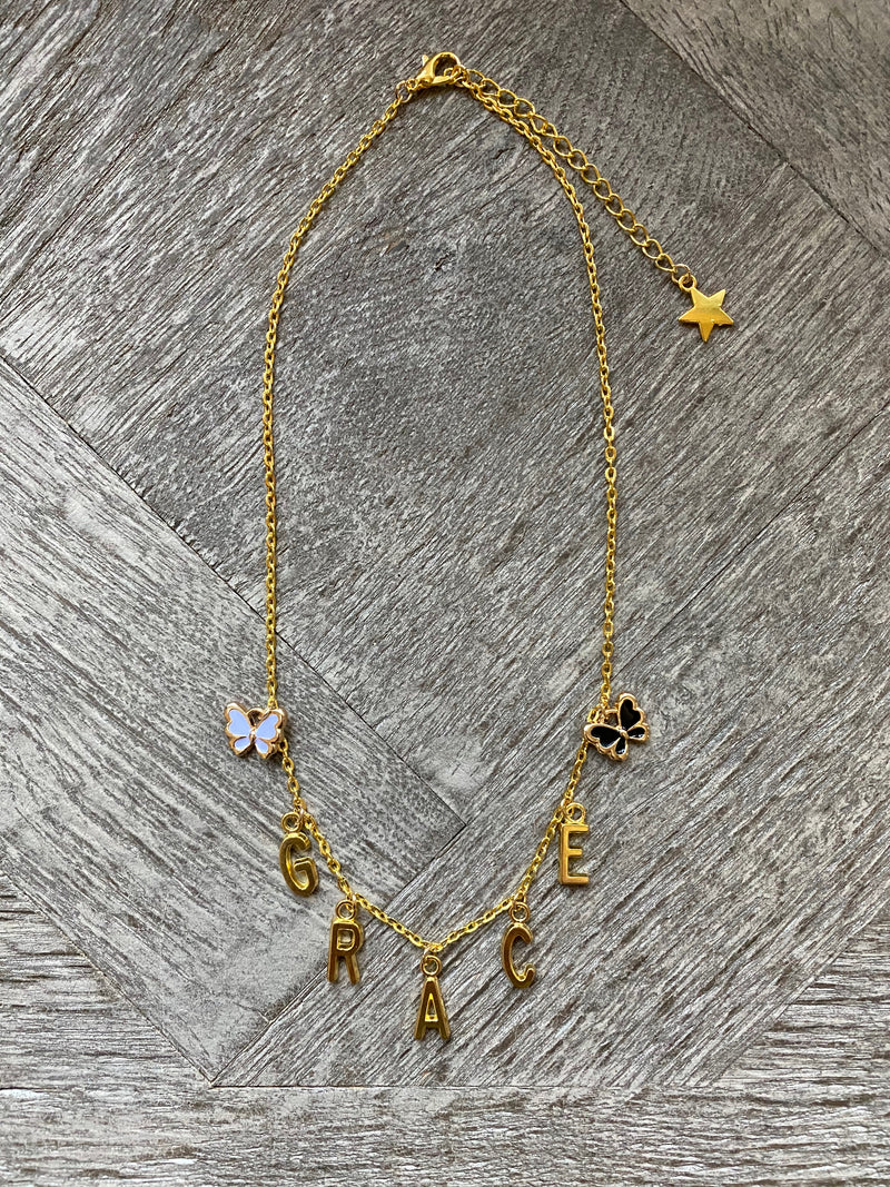 CUSTOM BUTTERFLY NAME NECKLACE