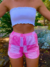 PINK PATCHWORK NATALIE SHORTS