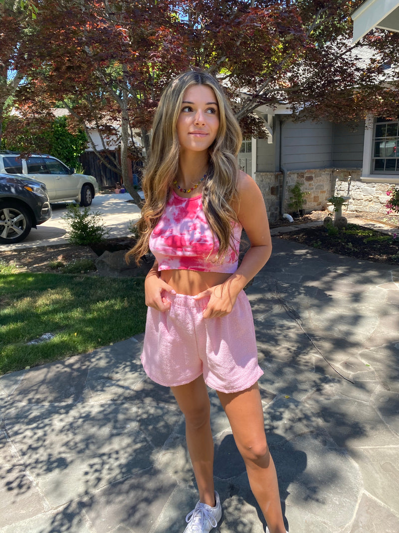 PINK TERRY CLOTH SHORTS
