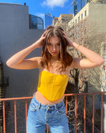 YELLOW VELVET KIANA TOP