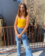 YELLOW VELVET KIANA TOP