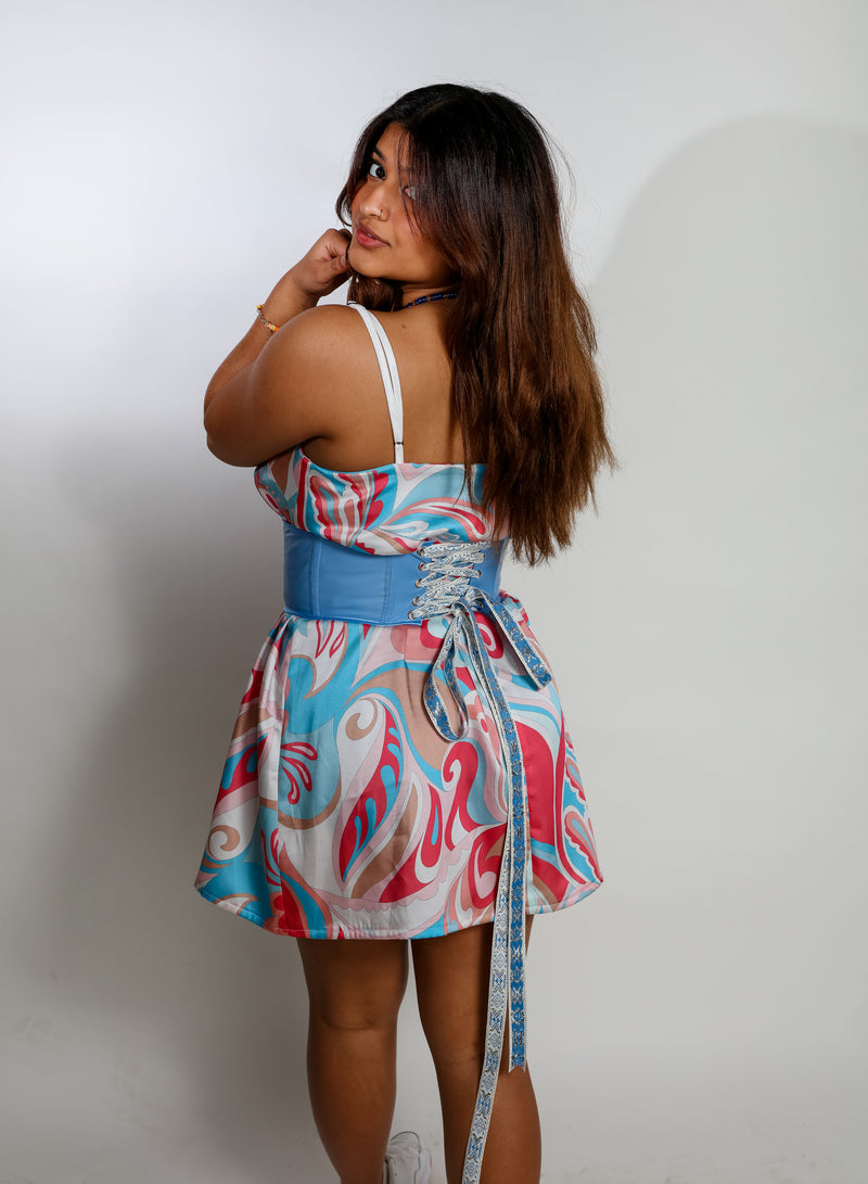 BLUE LEATHER CORSET BELT