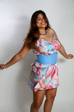 BLUE LEATHER CORSET BELT