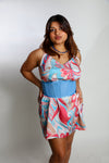BLUE LEATHER CORSET BELT